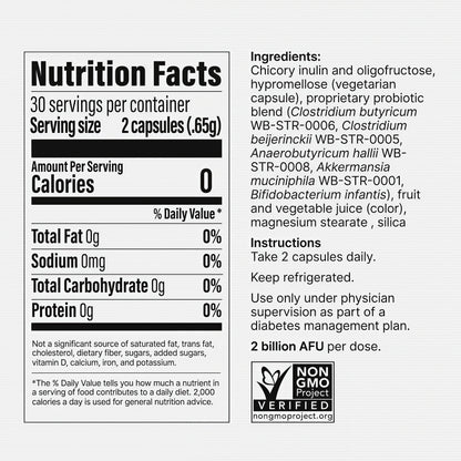 Pendulum Glucose Control, Clinically-Proven Probiotic for Type 2 Diabetes, Supports Blood Sugar & A1C Management, 60 Capsules